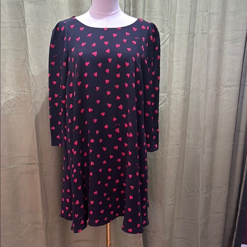 Claudie Pierlot 100% Silk Heart Pattern Black Dress, S